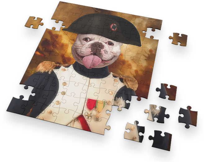 Puzle sa portretom psa kao Napoleona